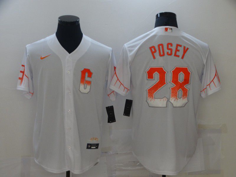 Men San Francisco Giants #28 Posey City Edition White Game Nike 2021 MLB Jersey